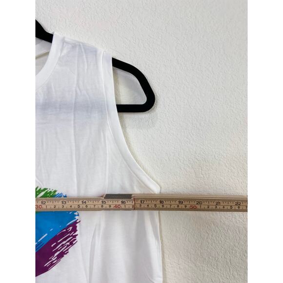 NWOT White Sleeveless Tank Top Rainbow Heart Pride Yoga Medium - Picture 8 of 9